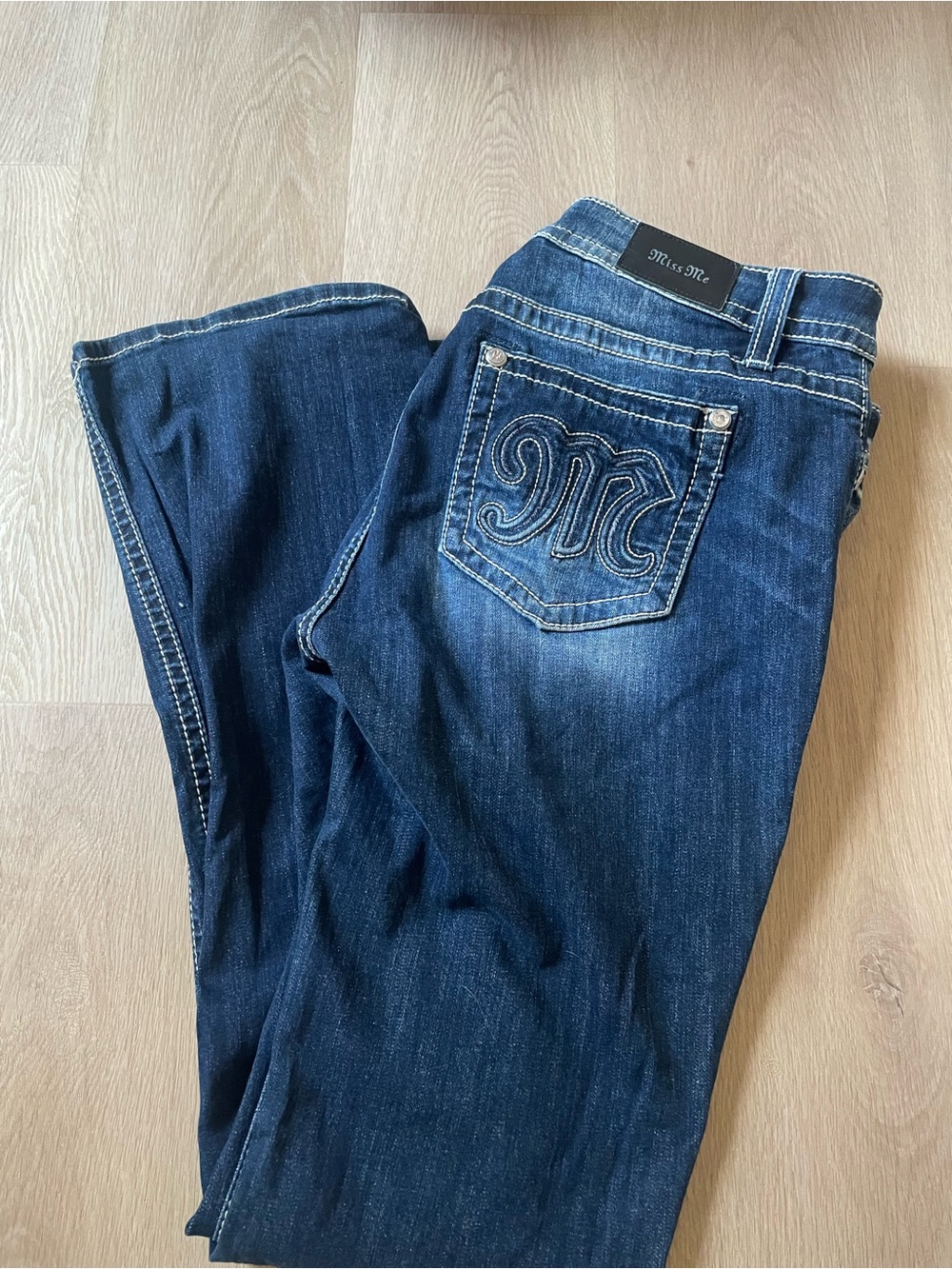 Miss Me Indigo Blue Women's Bootcut Jeans with Embroidered Back Pocket